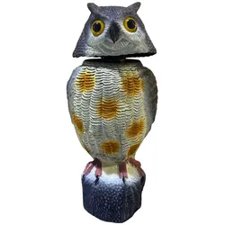Relaxdays Vogelabwehr Eule Wackelkopf 40 cm Weiß,Gelb,Grau