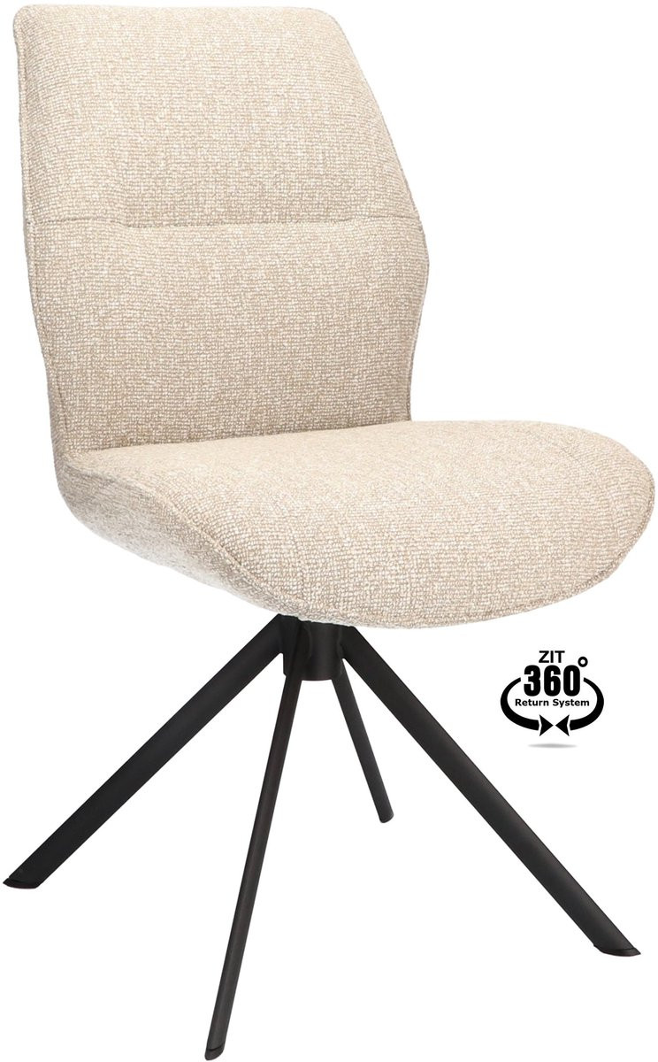 Icon Living Stoel Lux Lodge Beige met Black Leg en 360° Return-System