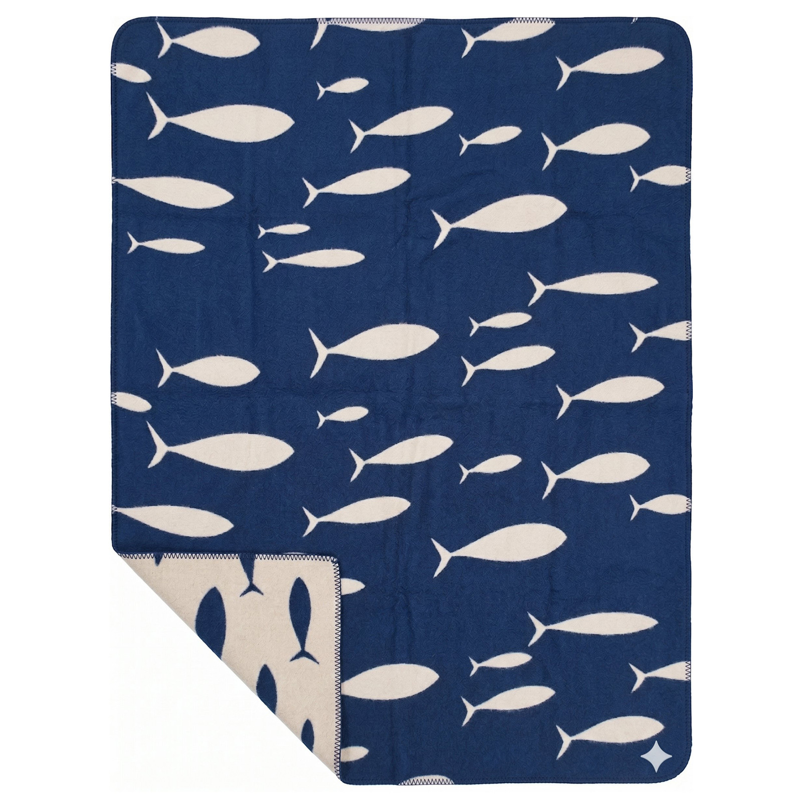 home24 Plaid Fishes blauw mixweefsel B: 150 cm, D: 1 cm, H: 200 cm