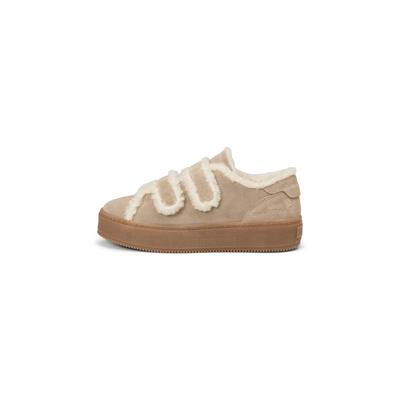 Sneaker MARC O'POLO "aus geöltem Veloursleder und Teddyfell", Damen, Gr. 36, Kunstpelz, earthy taupe, Obermaterial: 100% Leder, unifarben, Schuhe Sneaker