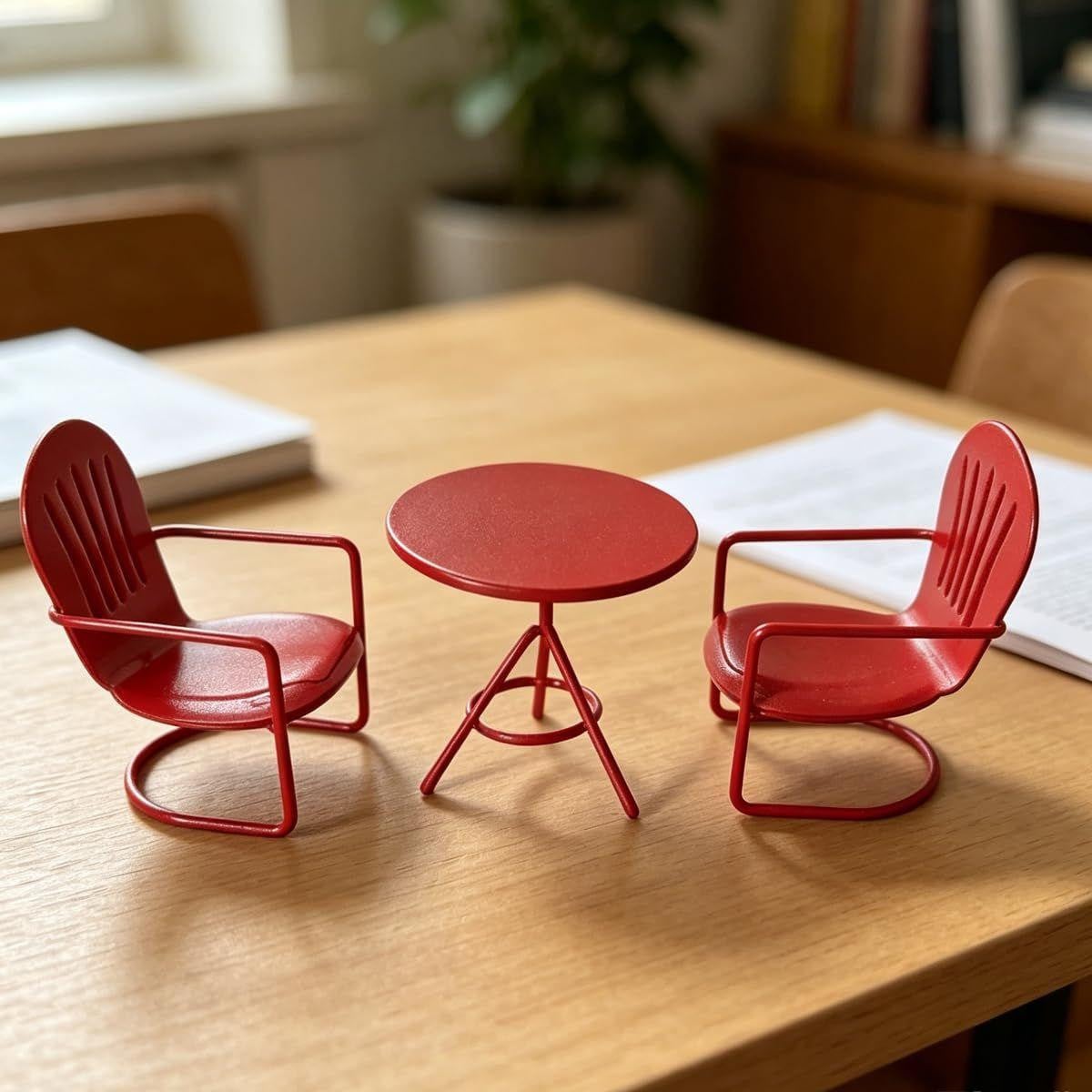 Selius 3-delige Mini-Metalen Tafel en Stoelenset voor Feeëntuindecoratie