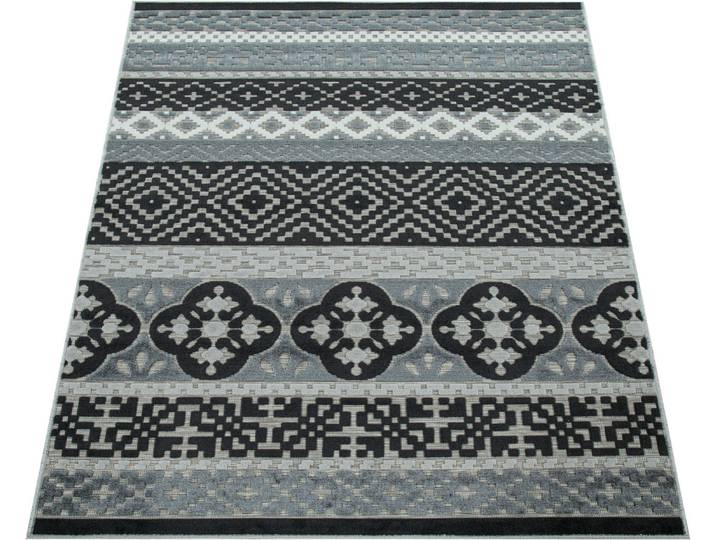 Teppich PACO HOME Charleroi 491 , schwarz, B:80cm H:3mm L:150cm, Polypropylen, Teppiche, Teppich, 3D-Design, In- und Outdoor geeignet, Wohnzimmer