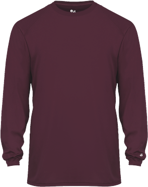 Badger Sport 4104 B-CORE LONG SLEEVE Top in Maroon size 3XL   Polyester BG4104, 410400