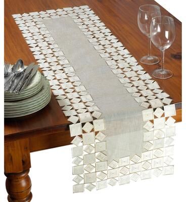 Violet Linen Sevill Decorative Embroidered Cutwork Table Runner