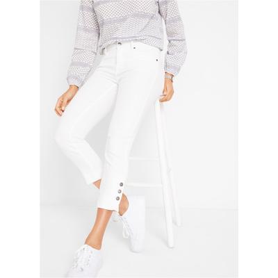 7/8-Jeans BONPRIX, Damen, Gr. 46, N-Gr, weiß (weiß twill (länge: regulär)), Denim/Jeans, Obermaterial: 97% Baumwolle, 3% Elasthan, slim fit, Jeans, 7/8-Schnittform, sehr figurbetonte Passform, mit 4-Pocket-Look