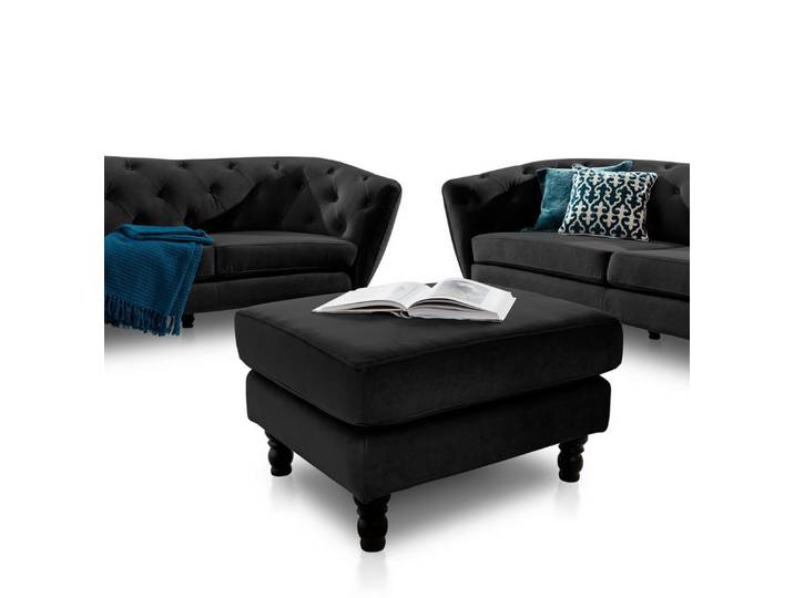 Fun Möbel Polsterhocker Polsterhocker Sitzhocker CHARLOTTE in Stoff Matt Velvet (Sofa Charlotte Hocker Stoff)