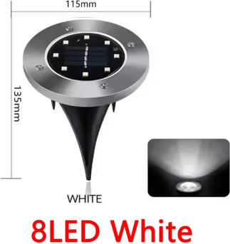 Inspire Picks LED Solar Ground Lights Waterproof Buried Solar Disk Lights For Garden & Pathway 8led white 4pcs