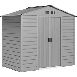 Outsunny Verzinkter Stahl Gerätehaus 2,43m2 213x131x192cm Geräteschuppen Grau