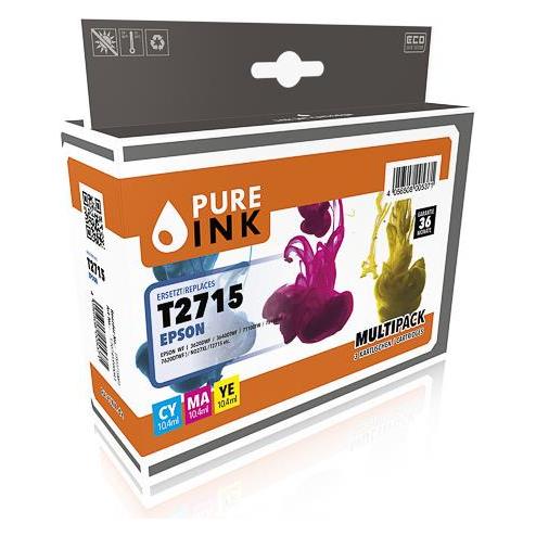 Pure Ink EPST2715MP3 PI EPSON T2715 WF Tinte (3) cmy HC rebuilt 3x1100Seiten Chip (EPST2715MP3)