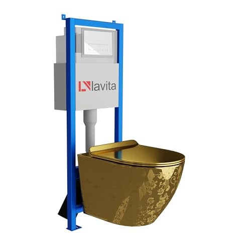 Lavita Sofi Slim Golden Eye complete toiletset met inbouwspoelbak en bedieningspaneel wit