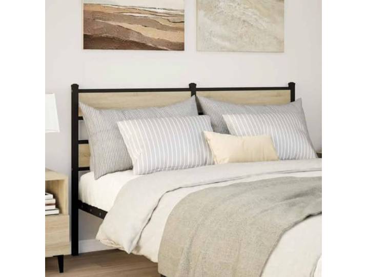 Klassische Bettkopfteil 160 cm, Sonoma Eiche, stilvolles Design, stabiler Eisenrahmen, Metallfüße, perfekte Rückenstütze beim Lesen oder Fernsehen.