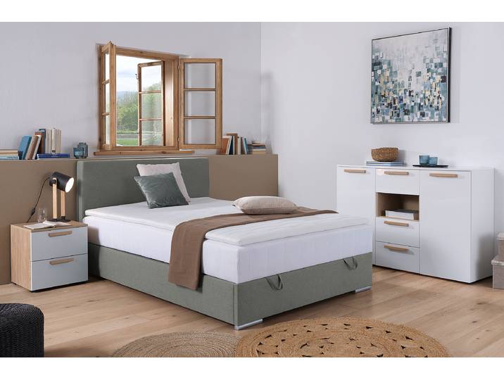 Lit boxspring Escaba 140 x 200cm Tissu Neala Gris