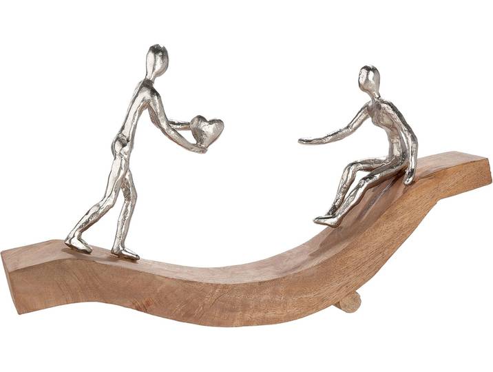 Skulptur GILDE Skulptur Catch my heart naturfarben , braun (naturfarben), B:51cm H:28cm T:8,5cm, Mangoholz, Dekofiguren, Skulptur, Liebe Romantik Paar Zuneigung Emotion Verbundenheit