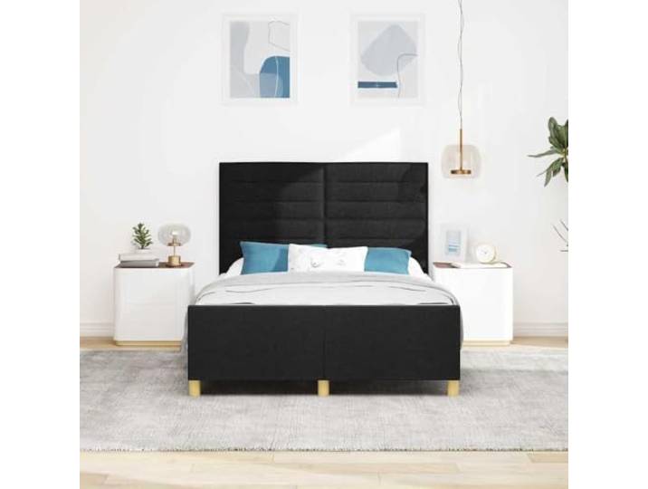 KTHLBRH Bettgestell aus schwarzem Stoff, 160 x 200 cm Einfaches Design, robuste Konstruktion, kein Netz, warme Beschichtung