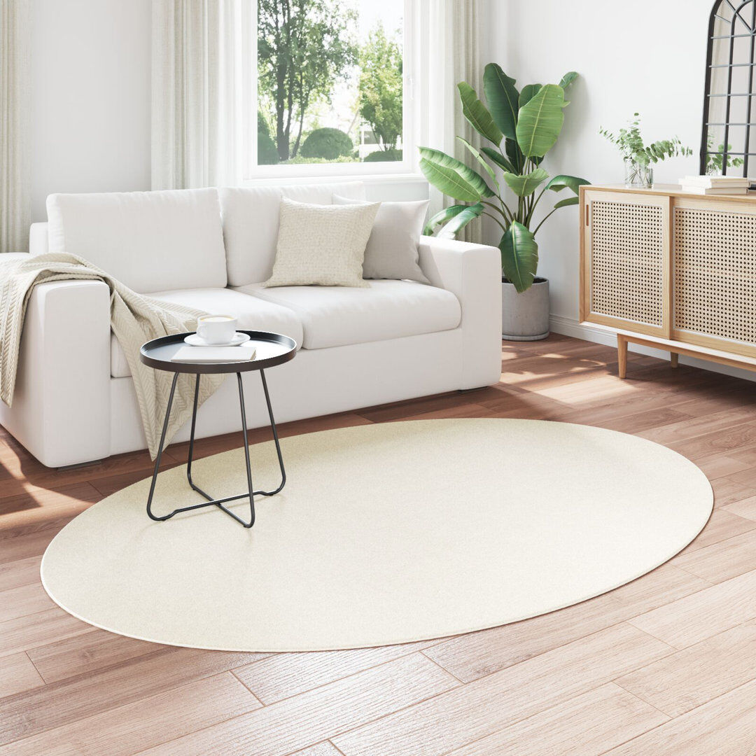 Latitude Run Rugs Cream Area Rug Wool Oval 140 x 200 cm