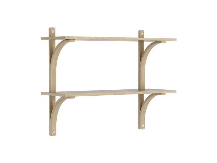 Swedese Levi Regal Lackierte Eiche-Edelstahl, 2 Regalböden, 90 cm