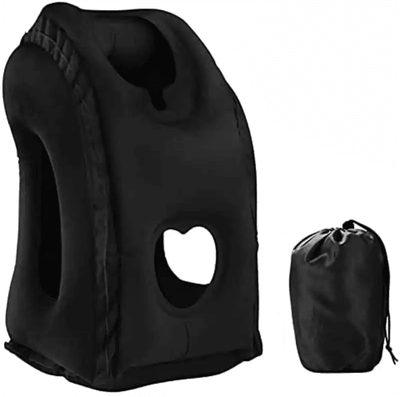 Inspire Essentials RestEase Inflatable Travel Pillow With Chin Support black B