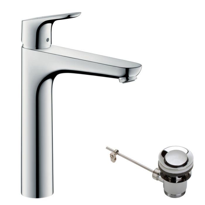 hansgrohe Focus 190 Waschtischarmatur 31608000 mit Ablaufgarnitur, chrom, erhöhter Fuß