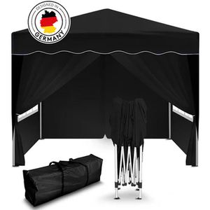 Kronenburg Pavillon 349, schwarz, 3 x 3m, höhenverstellbar, wasserdicht, faltbar