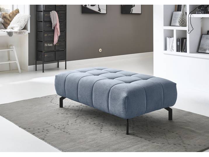 Sitzhocker, Chenille, Blau (Aqua) 126×76 cm, Klappfunktion & Stauraum, Modern, DIE PLANBAR