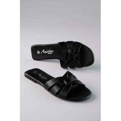 Pantolette ANISTON SHOES, Damen, Gr. 38, schwarz, Lederimitat, Schuhe Pantolette, Sommerschuh, Flat, schmale Form - NEUE KOLLEKTION