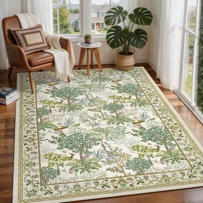 Garvee Vintage Botanical Mushroom Pattern Washable Area Rug