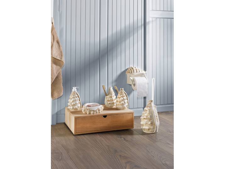 Stilvolle Badezimmer-Accessoires aus Keramik, Creme-Braun, Zahnputzbecher, 2er-Set
