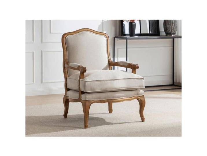 Fauteuil - VENTE-UNIQUE - MAHAUX - Lin - Beige - 1 place - Avec accoudoirs