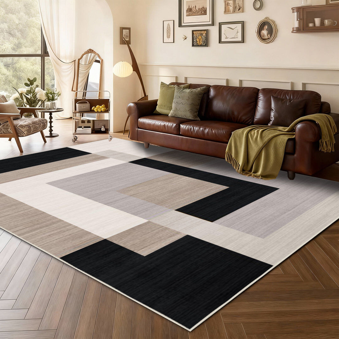 East Urban Home Abstract Machine Printed Shag Area Rug MILO NEUTRAL Rectangle 200 x 290 cm
