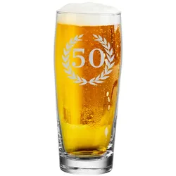 Luxentu Willi Becher Bierglas Helles-Glas 0,5 Liter mit Eichung - 50. Jubiläum