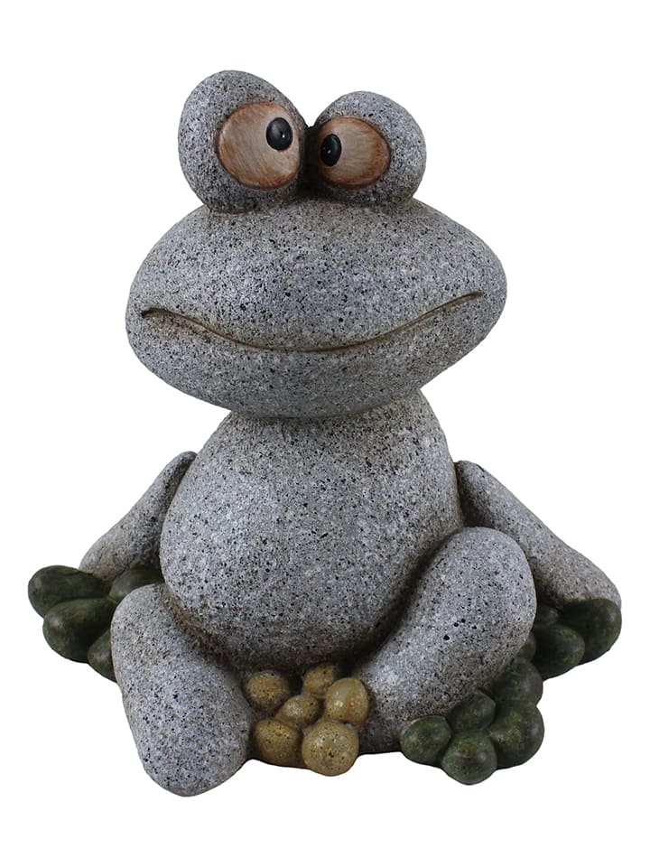 HGD Holz-Glas-Design Dekofigur "Frosch" in Grau - (B)22 x (H)20 x (T)14,5 cm - onesize