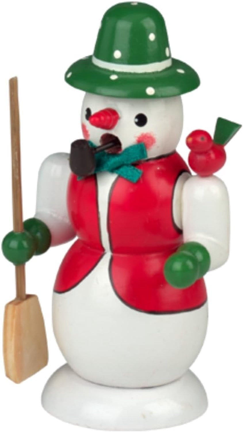 Kaladia Smoke Man Snowman met sneeuwschop - Handbeschilderd houten rookfiguur voor wierookkaarsen - Maat S/XS