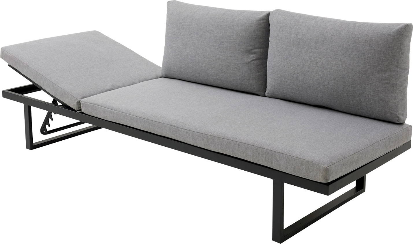 Lounge Gartenbank - Dunkelgrau - Aluminiumgestell - mit Auflage und Kissen