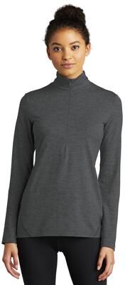 Sport-Tek LST711 Women's Exchange 1.5 Long Sleeve 1/2-Zip T-Shirt in Graphite Grey size XS   Polyester/Spandex Blend