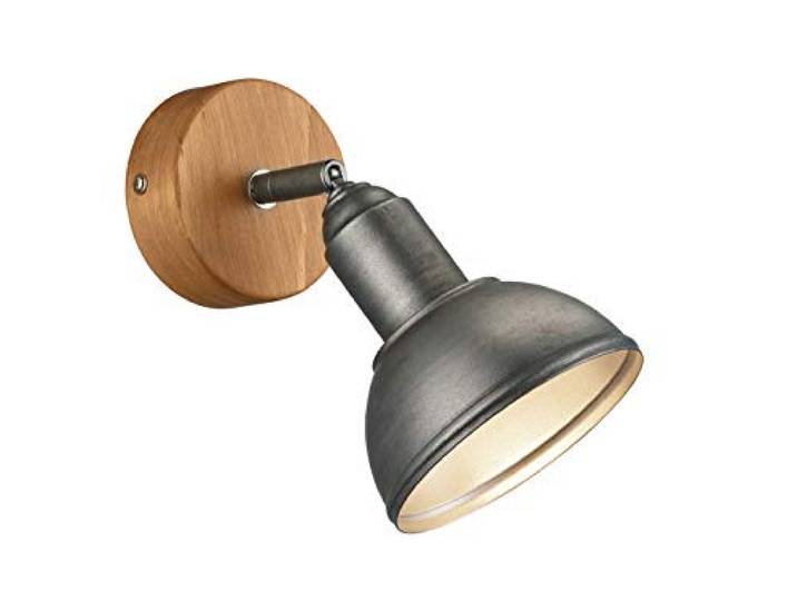 Trio Leuchten Wandlamp Delhi 803400167, metaal nikkel mat antiek, basishout, excl. 1x E14