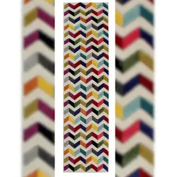 Teppich-Läufer Mittelflor MEON Zackenstreifen Polypropylen 66x300 cm Multi Flurläufer Küchenläufer geometrisch skandinavisch | Kadima Design