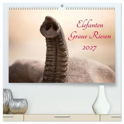 Elefanten - Graue Riesen (hochwertiger Premium Wandkalender 2027 DIN A2 quer), Kunstdruck in Hochglanz