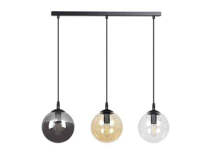 Suspension linéaire en métal avec 3 sphères de verre multicolores
