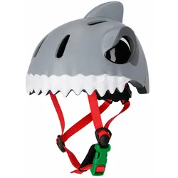 CRAZY SAFETY Shark Fahrradhelm mit grüner Schnalle Kinder 0107 - grey S (51-54 cm)