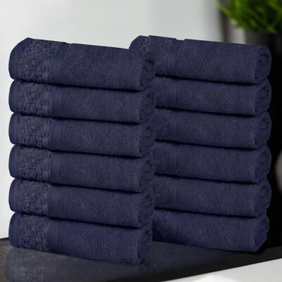 Superior Modern Cotton 12-Piece Face Towel Set - Absorbent Solid Textured Washcloths