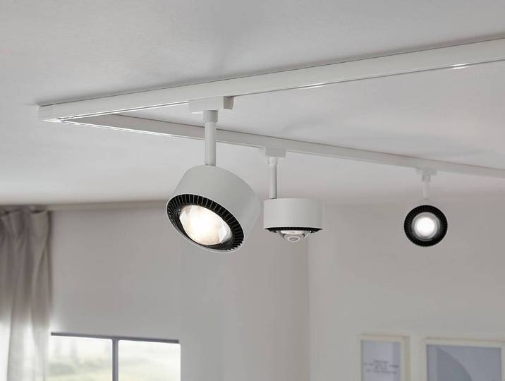 Plafonnier spot Aldan 10 x 17 x 10cm Blanc/Blanc/Noir Aluminium verni Polycarbonate LED Module LED