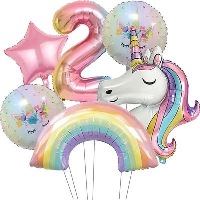 32 Inch Rainbow Unicorn Gradient Number Balloon number 2