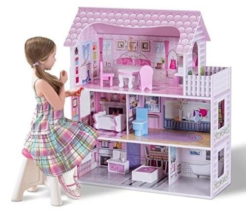 Merkloos Poppenhuis met Meubels en Accessoires voor Kinderen