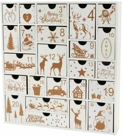 Inspired Deals Wooden Advent Calendar With 24 Drawers Christmas Countdown Gift Box white