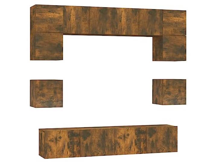 GHVBNMF 8-TLG. TV-Schrank-Set Hängend, Lowboard Wandmontage, Räuchereiche Moderne Hängeschränke fürs Wohnzimmer, ordentlicher Stauraum durch praktische Klapptüren, pflegeleichte Oberfläche.