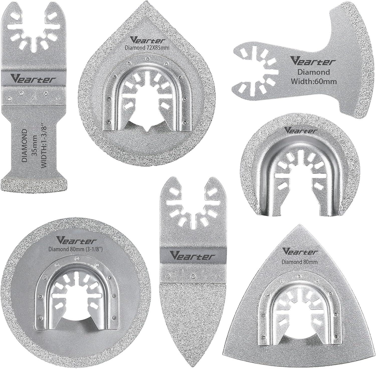 7-delige multitool messen set met diamantgrit voor universele toepassing en voegverwijdering