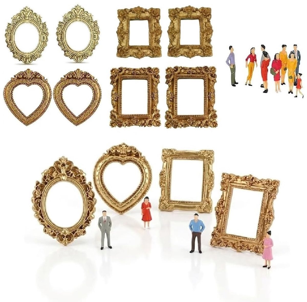 Mini Museum DIY Silhouette Box Set met 8 mini-figuren en 8 gouden mini-fotolijstjes