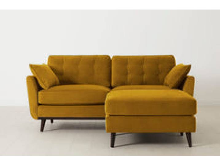 Model 10 Zweisitzer Sofa mit Hocker, Senfgelb