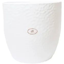 Übertopf Blumentopf -Boston- matt Hammerschlag Relief Optik weiß H 18 x Ø 19 cm