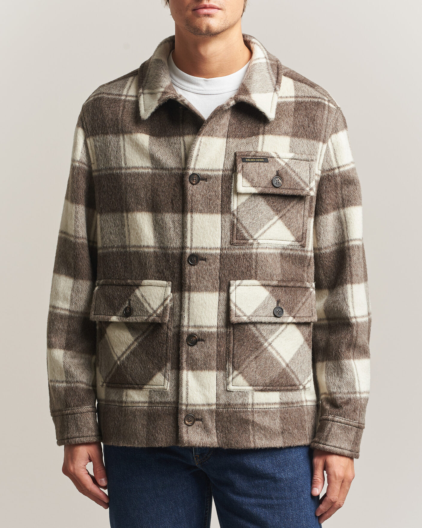 Golden Goose Wool/Mohair Work Jacket Brown/White men L Brun